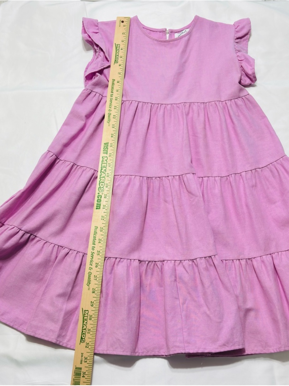 Petal & Pup Ruffle Sleeve Tiered Cotton/Linen Lilac Babydoll Mini Dress Size 2 - Picture 9 of 10